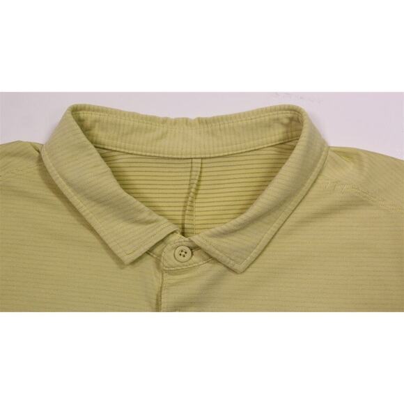 Lululemon Evolution Striped Yellow Tech Performance Golf Polo Shirt Men's Medium - Picture 5 of 6